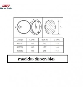 Esquema de medidas de Registro redondo 139 mm Nuova Rade